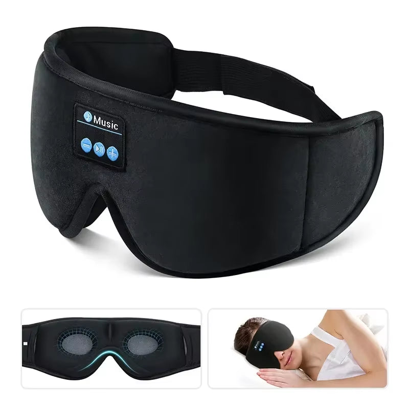 Auriculares para Dormir con Bluetooth, Máscara de Ojos 3D, Banda Inalámbrica, Suave, Elástica, Cómoda, Auriculares de Música, Antifaz de Sueño para Viajes y Siestas.